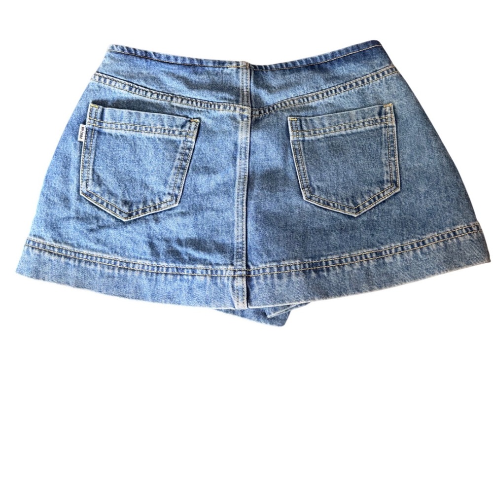 Princess Polly Stephanie Denim Skort Blue Mini Skirt Shorts US 0 - Picture 4 of 9